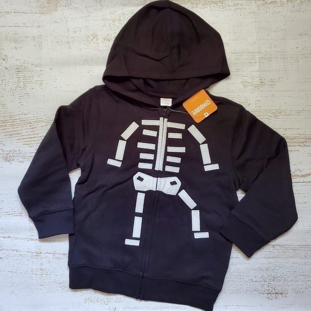 Gymboree Halloween Skeleton Zip Up Hoodie 5T NWT - Picture 2 of 4